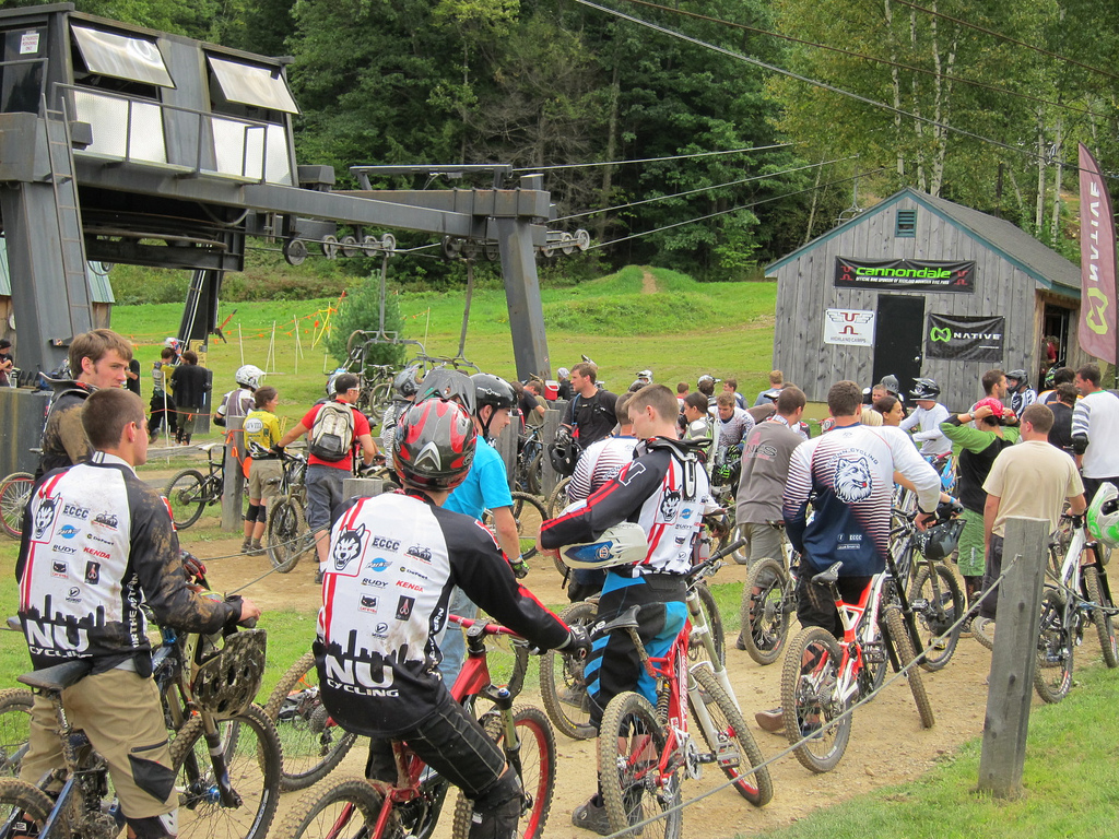 Men's A queues up for the lift to their DH race runs at the 2011 Northeastern Epic Season Kickoff @ Highland.